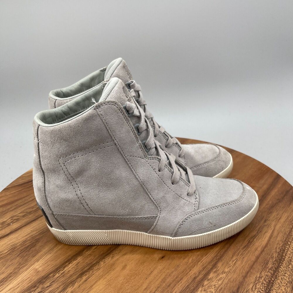 Sorel Out N About Wedge Boots Womens Size 9 Gray Suede Casual Comfort Shoes